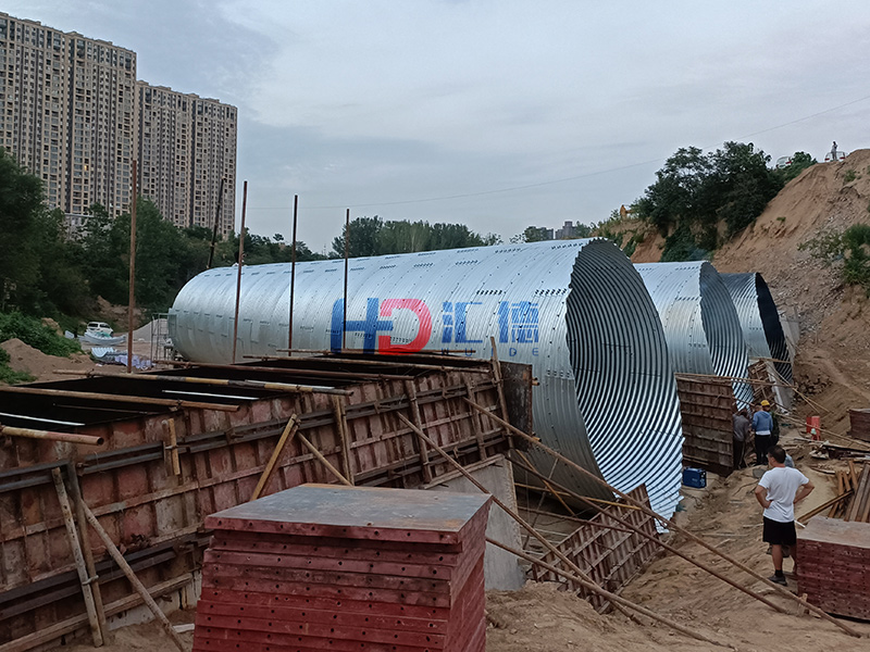 河南新鄭市龍湖鎮波紋涵管排水工程1