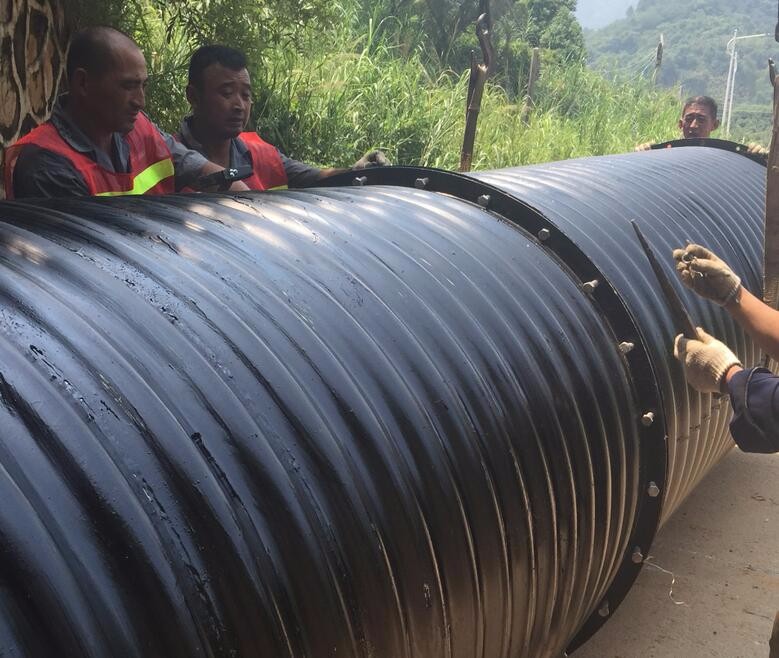 排水波紋管管側水準位移、變形程度